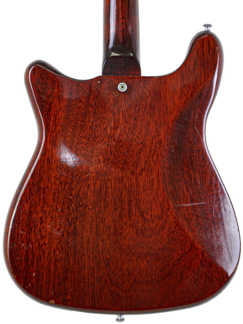 Vintage 1966 Epiphone Wilshire guitar's back, featuring a stunning wooden body and timeless craftsmanship.
