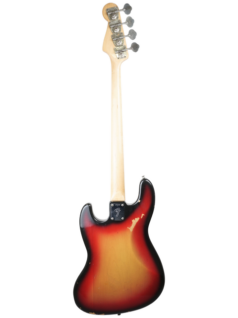 Vintage 1972 Fender Jazz Bass in a striking sunburst finish, perfect for any music lover or guitar enthusiast.