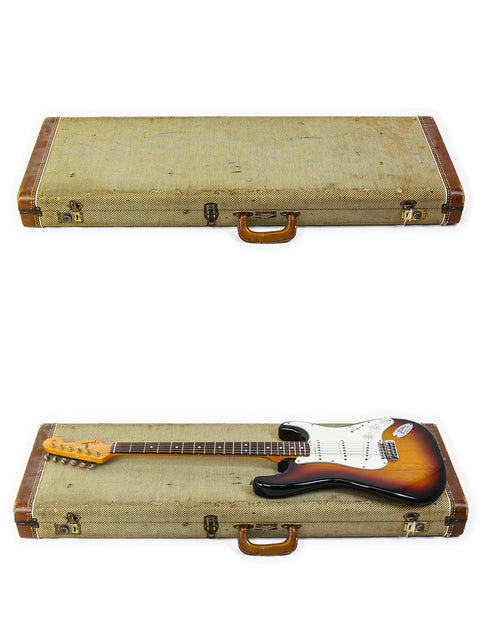 Vintage Fender Stratocasters on display: a '59, '62, and '63, representing the rich history of American guitar making.
