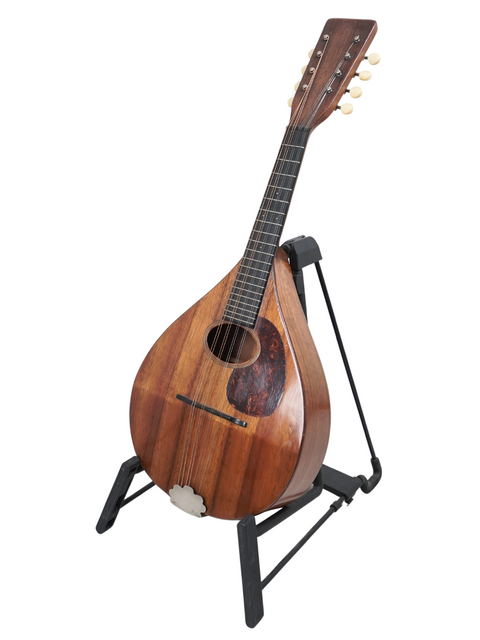 Vintage Martin AK Mandolin from 1924 resting on a stand, featuring a stunning wooden body and timeless appeal.