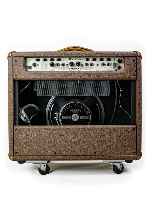 brown guitar amplifier, the Mesa Boogie Lonestar Special 1x12 Combo from 2005, displayed on a white tabletop.
