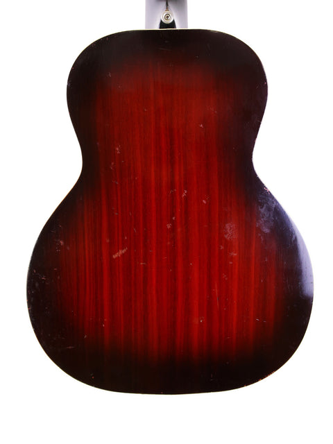1937 National Trojan Resonator guitar in red, elegantly presented on a white background for a classic look.