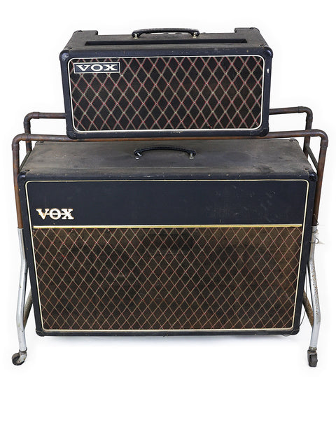 1968 VOX AC30 combo amp and cabinet, a vintage piece known for its iconic tone and stylish appearance.