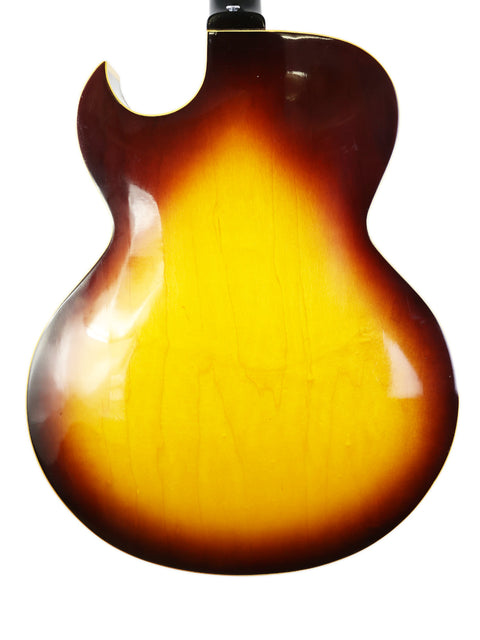 1970s Gibson ES-175D guitar featuring a beautiful sunburst finish, highlighting its iconic vintage appeal and craftsmanship.