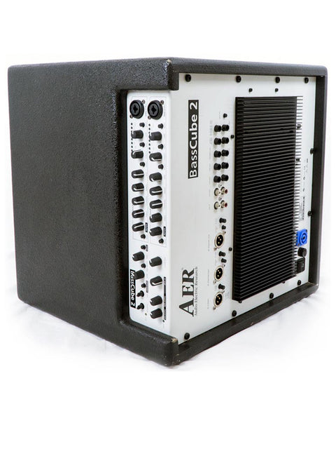 AER Bass Cube 2 amplifier showing front panel controls and side ventilation, Germany 2013 model.