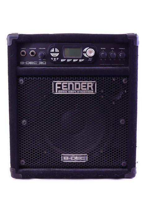 A Fender B-DEC 30 bass amplifier on a white background.