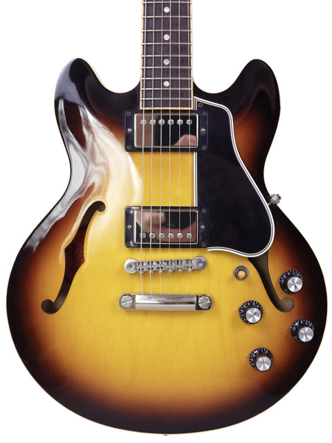 A Gibson Custom Shop ES 339 guitar with a stunning sunburst finish, crafted in Memphis, USA, in 2009.