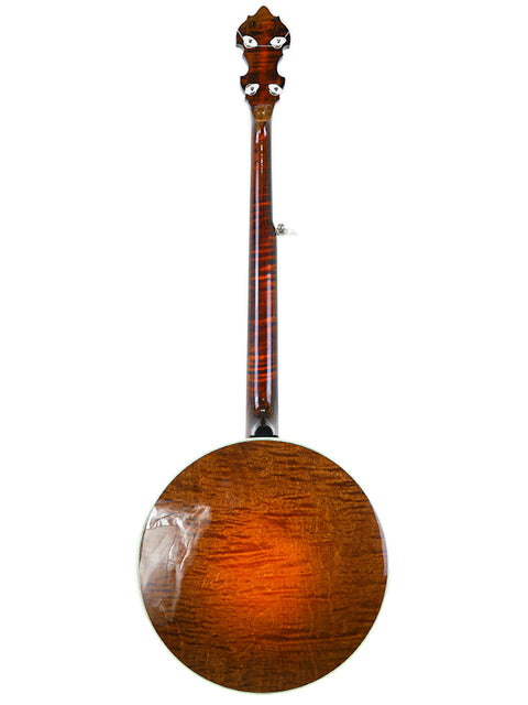 A beautifully crafted wooden mandolin with a smooth body and neck, representing the Deering Golden Era Banjo, USA 2008.