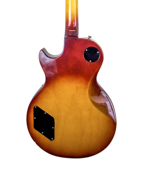 A classic Ibanez 'Lawsuit' Les Paul Custom Copy guitar featuring a beautiful sunburst finish, produced in Japan, 1977-78.