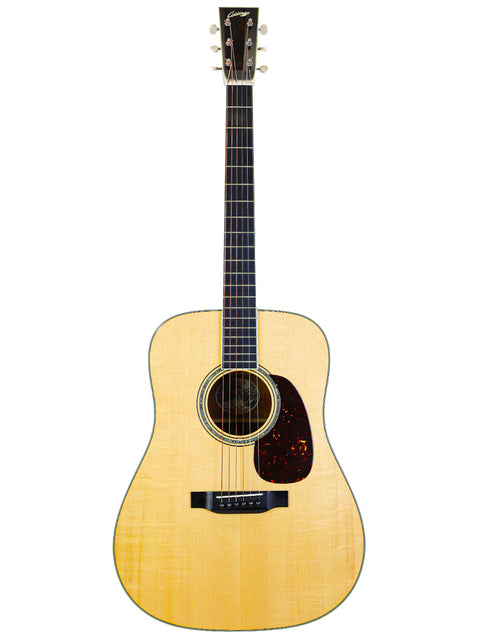 Acoustic guitar on white background.