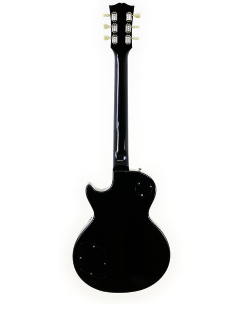 Black electric guitar on a white background, showcasing the Tokai Les Paul Reborn LS50 from Japan, 1979.