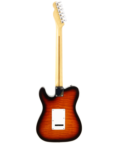 Fender Telecaster Plus Deluxe electric guitar, featuring a black body and sunburst finish, made in the USA, 1992 model.