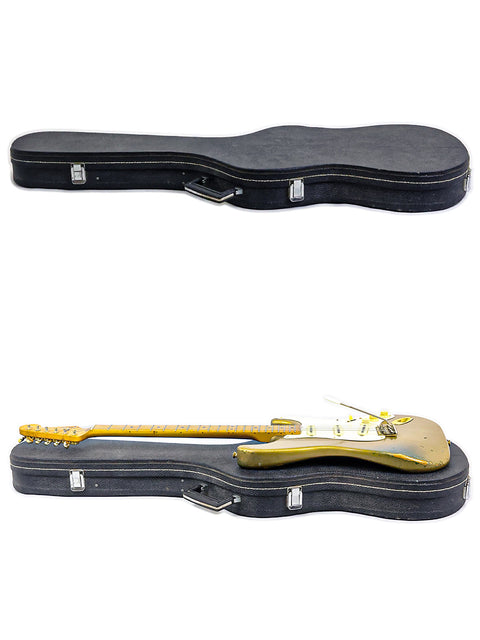 Image shows two guitars in different orientations, highlighting a 1988 limited edition '57 Fender Custom Shop Stratocaster.