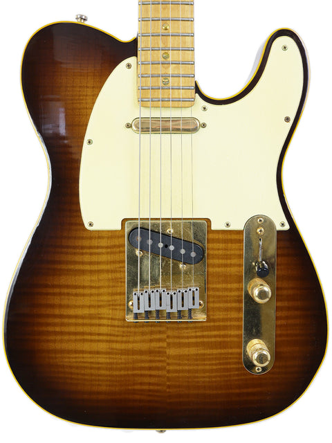 Limited edition Fender Telecaster guitar with a sunburst finish, marking the 40th Anniversary, USA-made, 1988 model.