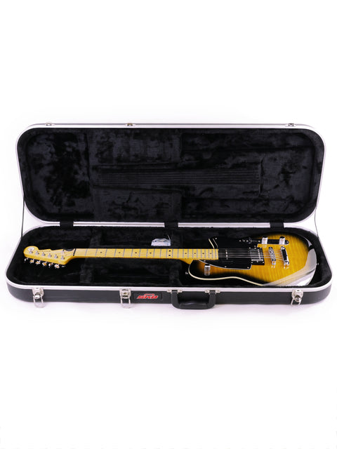Reverend Double Agent guitar in its case, presented on a white backdrop, emphasizing its stylish design from Korea, 2016.