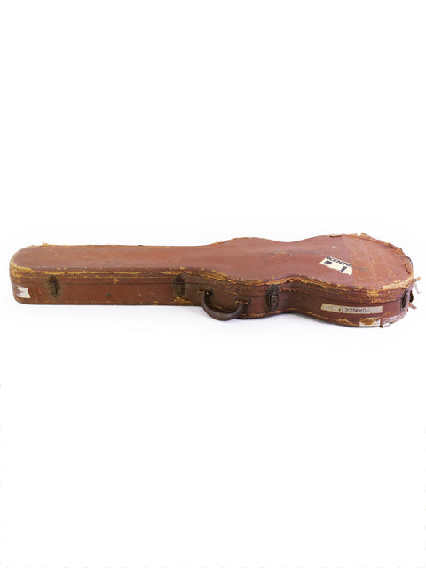 The Lifton 50s Gibson guitar case, brown in color, is displayed on a white background, highlighting its classic and elegant style.

