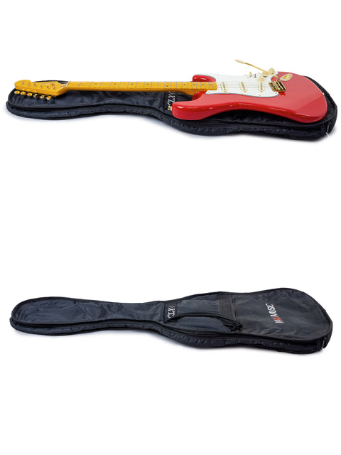 Two guitar cases are featured, showcasing the StrXX Partscaster, USA model from 2012.