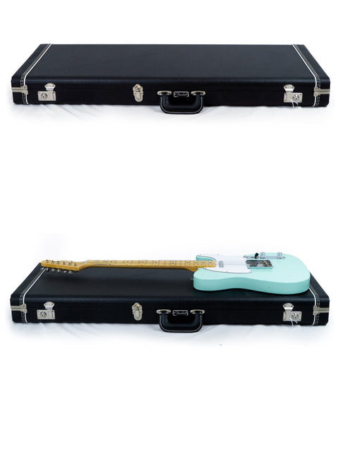 Two guitars displayed in cases, featuring a Fender Custom Shop 60s Journeyman Telecaster from the USA, 2018.
