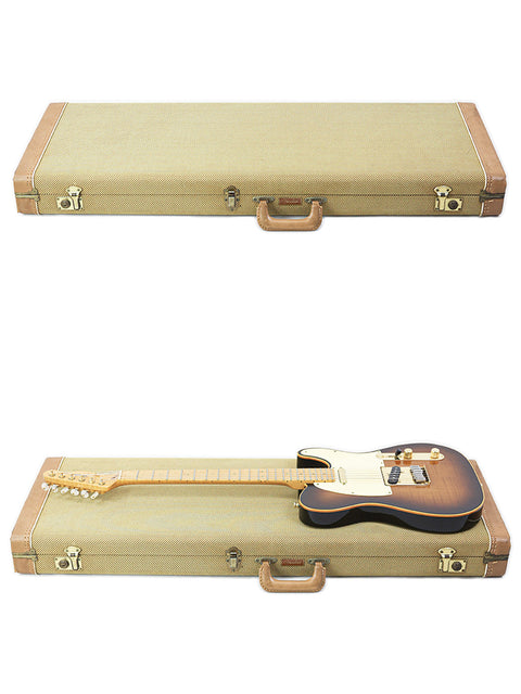 Two guitars resting in a case against a white backdrop, highlighting the 1988 Fender 40th Anniversary Telecaster Limited Edition.