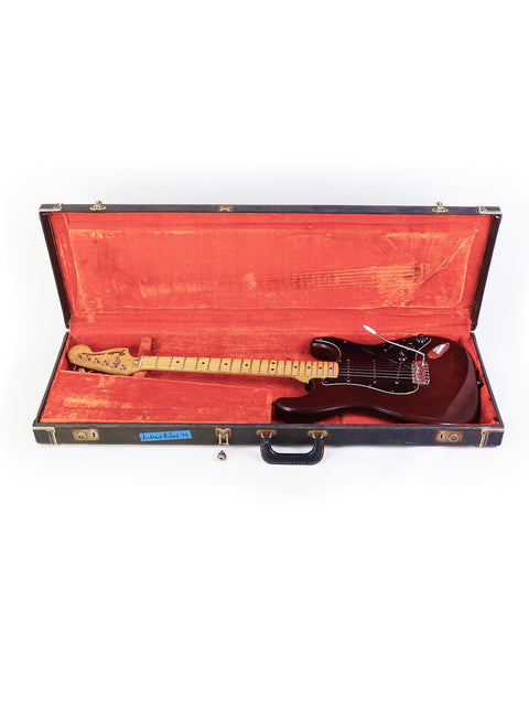 Vintage 1979 Fender Stratocaster electric guitar, known for its distinctive shape and rich sound, ideal for rock music.