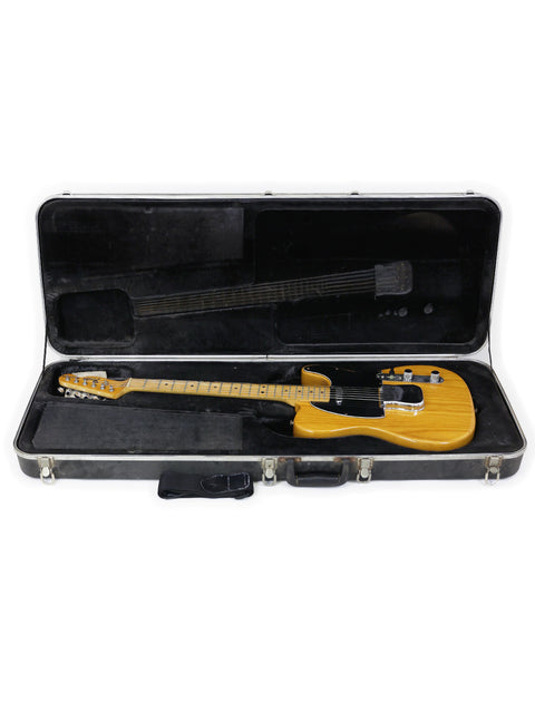 Vintage Fender Telecaster guitar from 1977-78, resting in a case with a white background.