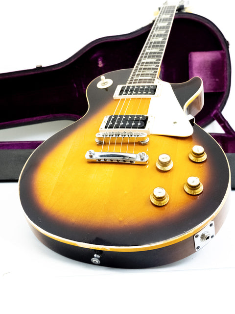 Vintage Gibson Les Paul Standard guitar from 1973, accompanied by its original case.
