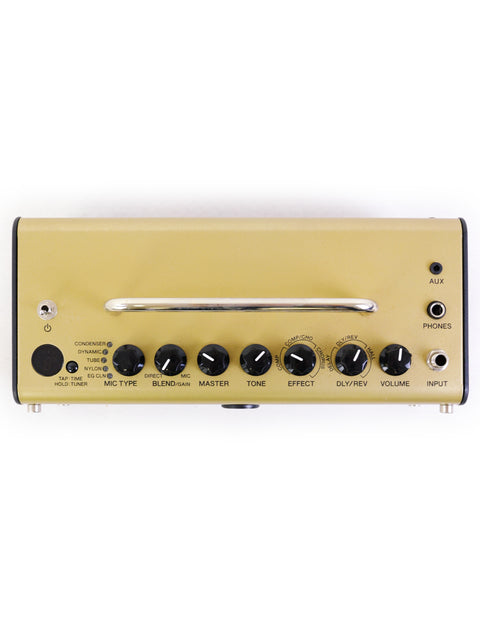 Yamaha THR5 Acoustic Amplifier in gold, equipped with four knobs, a chic design from Japan, made in 2020.
