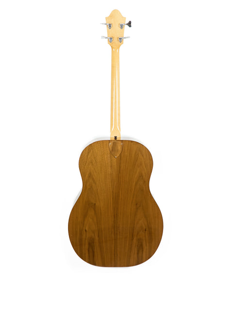 classic 1980s Ernie Ball Earthwood Bass guitar, distinguished by its wooden back and neck, embodying timeless craftsmanship.